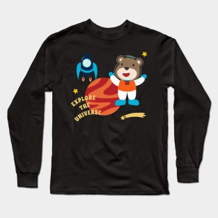 Space bear or astronaut in a space suit with cartoon style. Long Sleeve T-Shirt